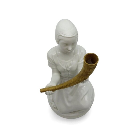 Rare ROYAL COPENHAGEN Girl and the Golden Horn Figurine 12242 Denmark Vintage 9" - Picture 3 of 11